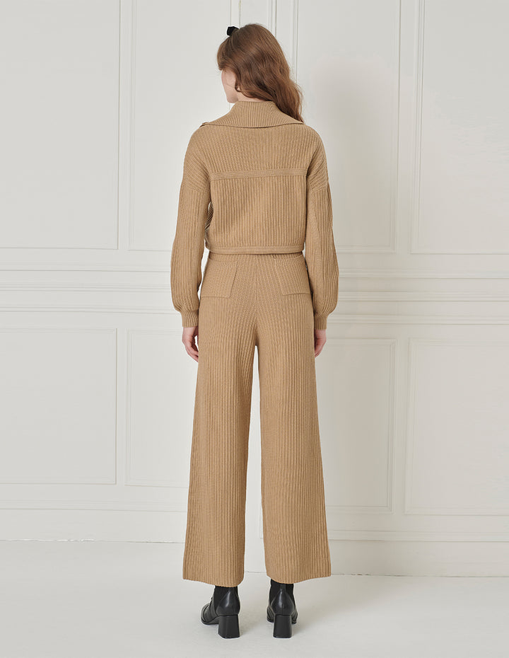BORA AKSU Coffee-Colored Loose Wool Simple Straight Leg Pants