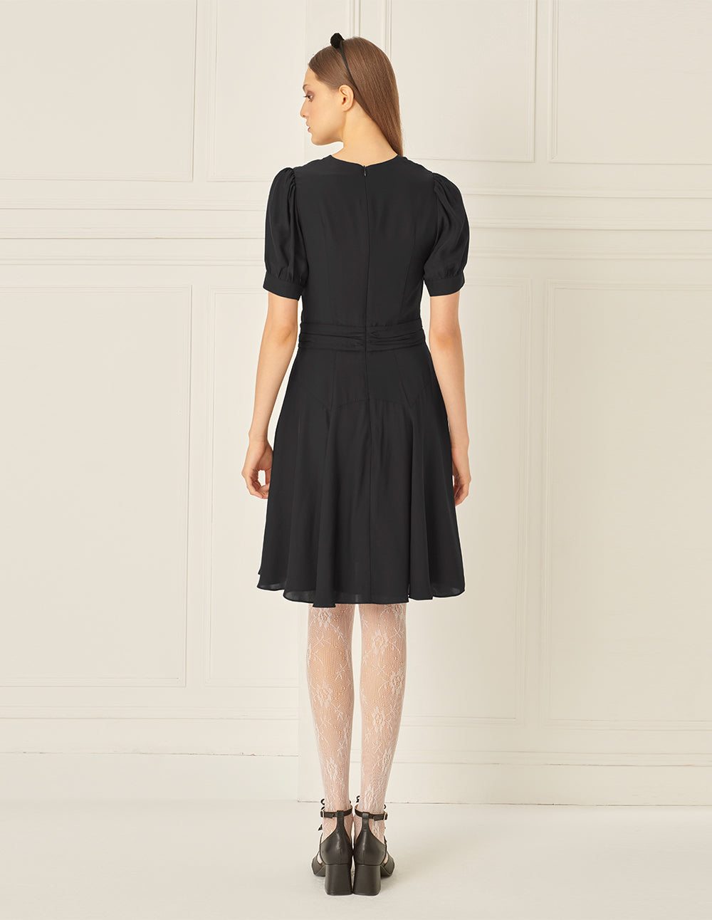 BORA AKSU Puff Sleeve Twist Waist Dress