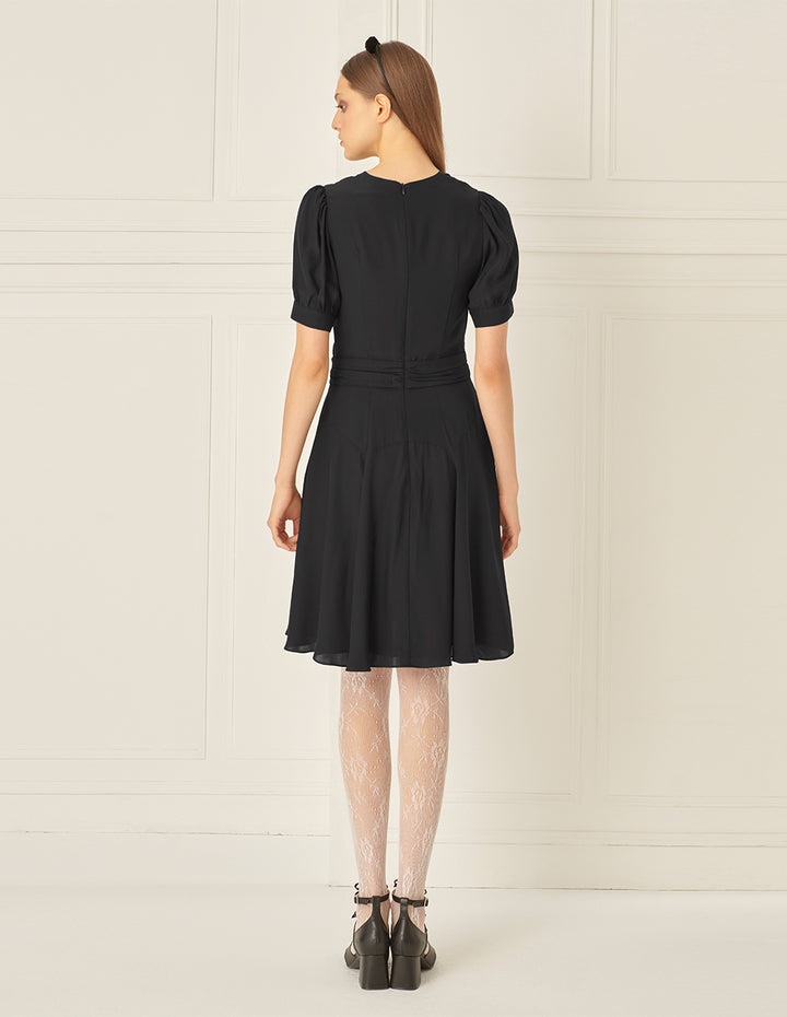 BORA AKSU Puff Sleeve Twist Waist Dress