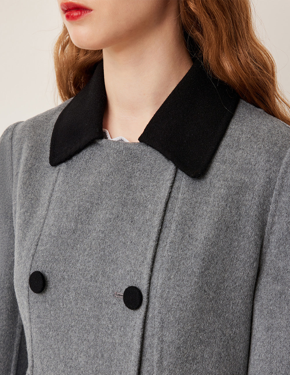 BORA AKSU Lapel Long-Sleeved Double-Breasted H-Shape Silk Wool Double-Faced Coat
