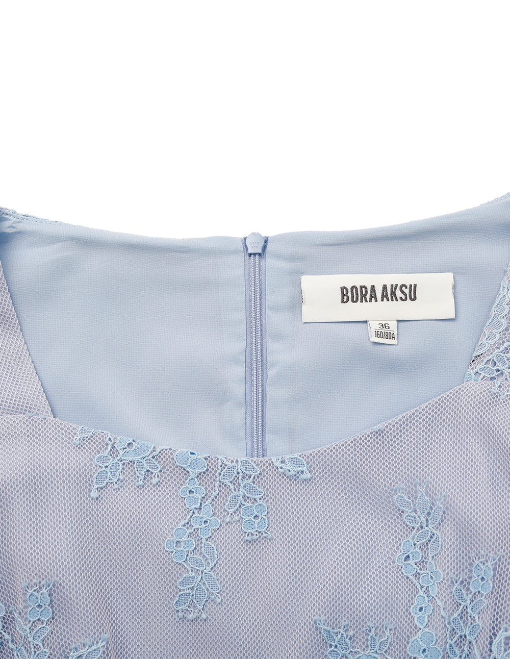 BORA AKSU Diamond-Collar Puff Short-Sleeve Lace-Floral Print Pleated Midi Dress