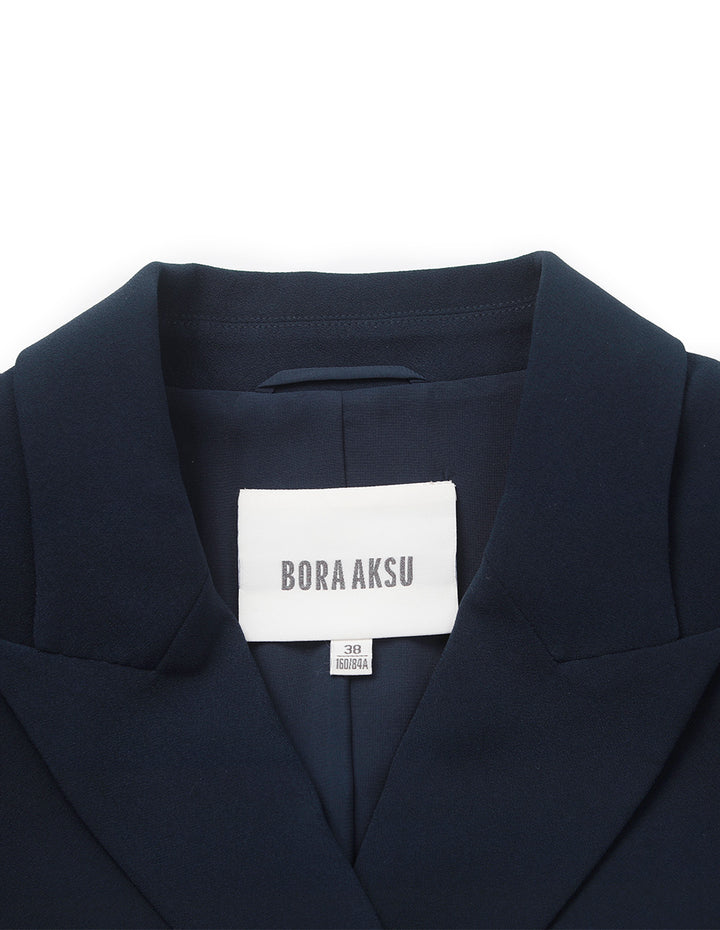 BORA AKSU Peak Lapels Double-Breasted Long-Sleeve Cropped Blazer