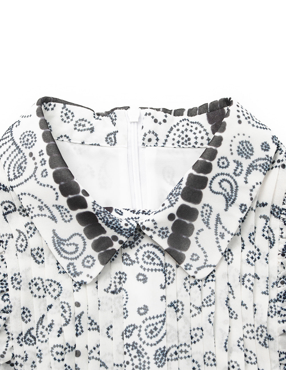 BORA AKSU Collared Puff-Sleeve Paisley Print Midi Trumpet Shirt Dress