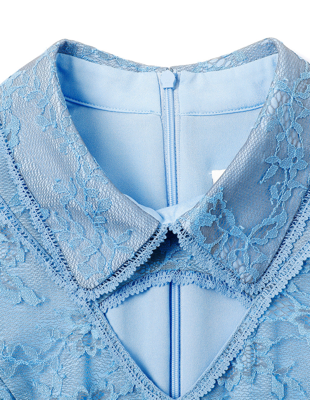 BORA AKSU French Puff Sleeve Shirt Collar Lace Pleated Dress