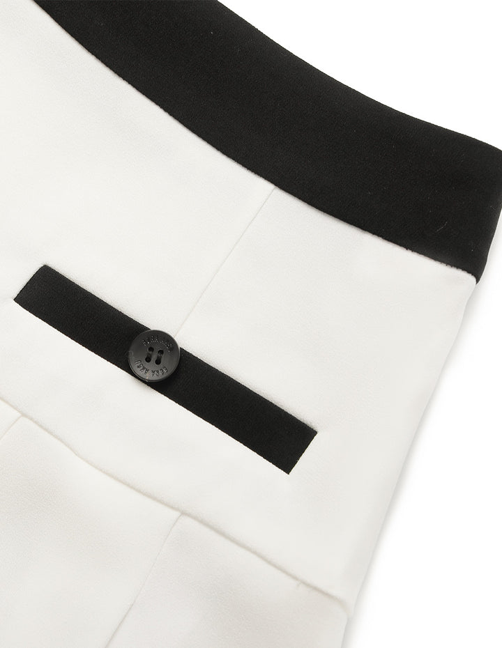 BORA AKSU Black & White Contrast High-Waist Pleated Knee-Length Skirt
