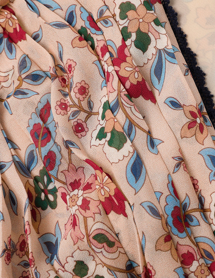 BORA AKSU French Retro Puff Sleeve Printed Dress