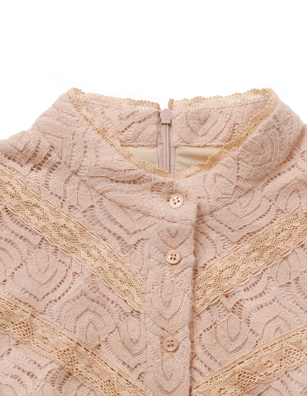 BORA AKSU Puff Sleeve Ruffled Lace Midi Dress