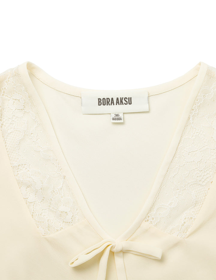 BORA AKSU V-Neck Lace Trim Hollow Tank