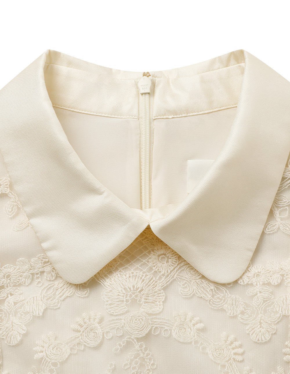 BORA AKSU Peter Pan Collar Lace Panel Pleated Dress