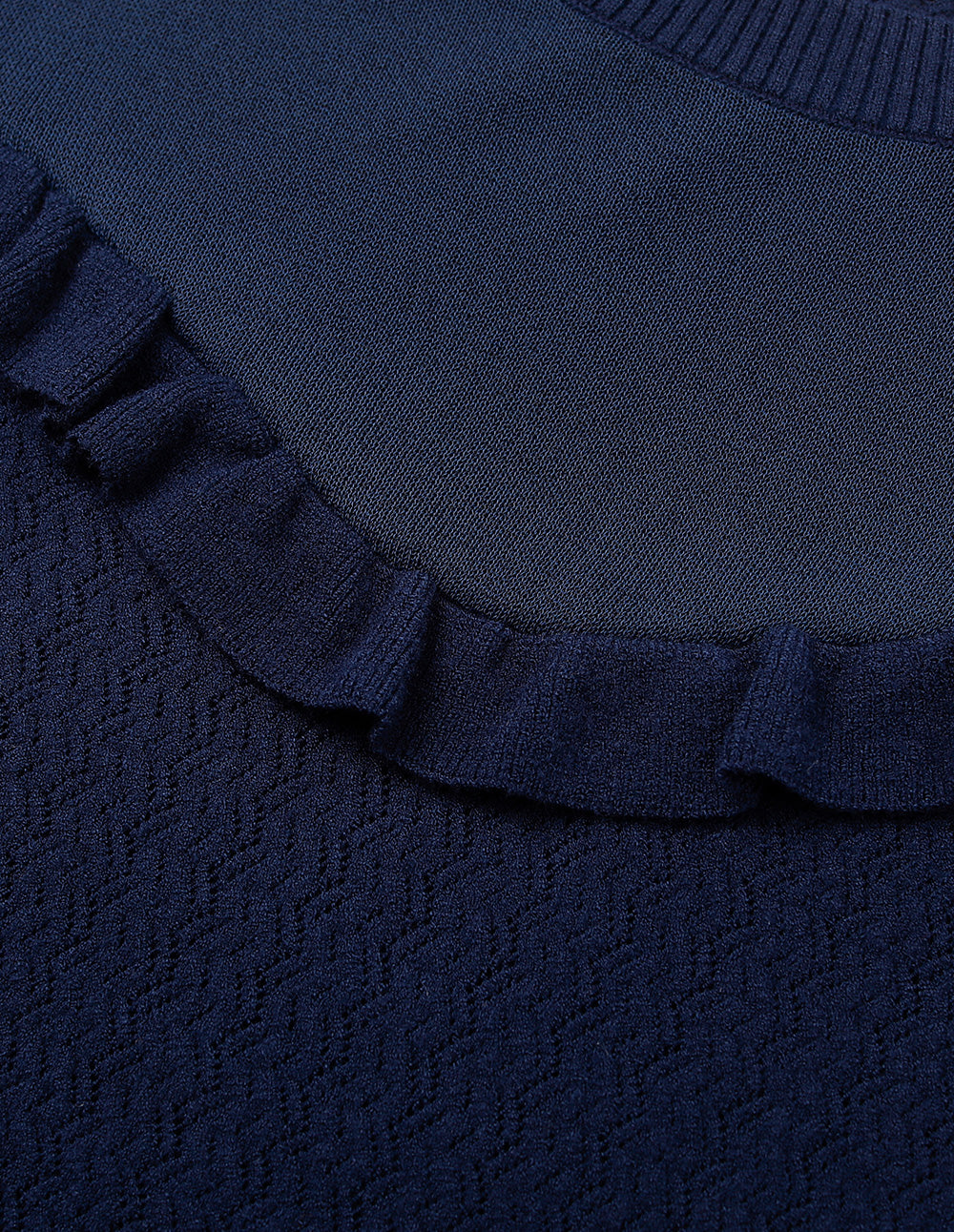 BORA AKSU Round Neck Short-Sleeve Ruffle-Trimmed Knit Pullover