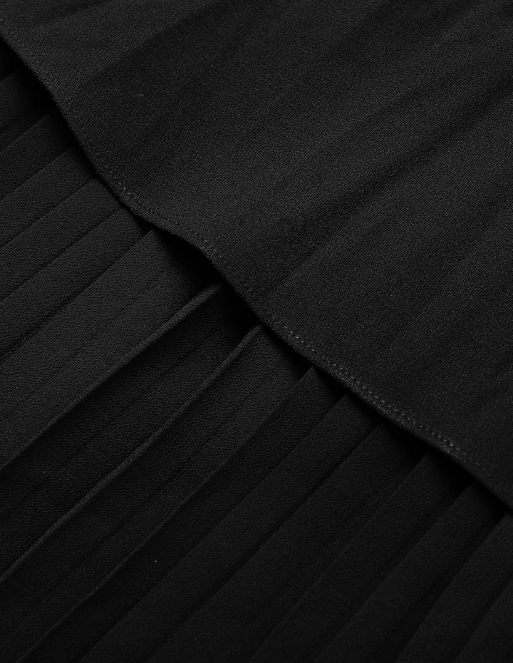 BORA AKSU Double-Layer Pleated Knee-Length Black Skirt