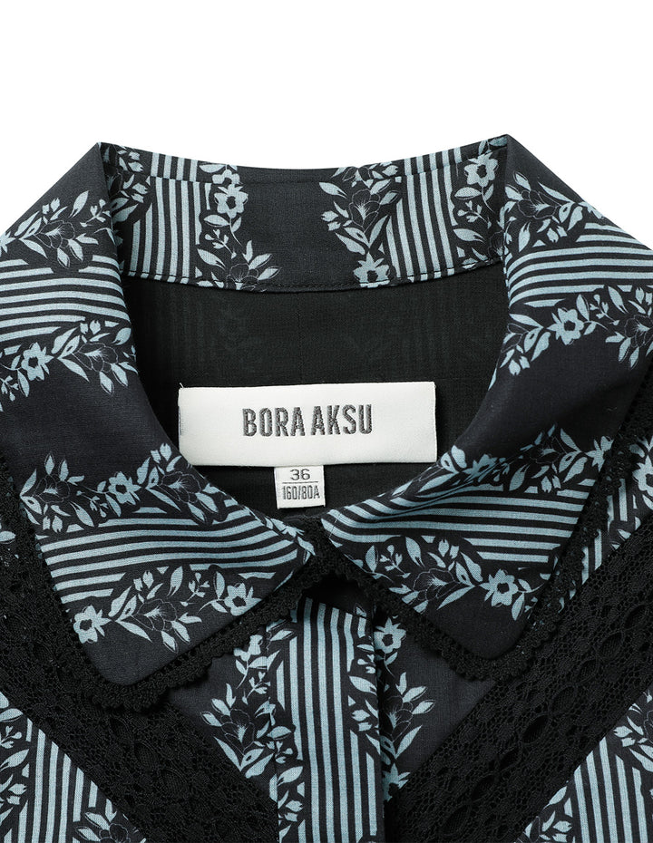 BORA AKSU Lapel Bow-Embellished Printed Dress
