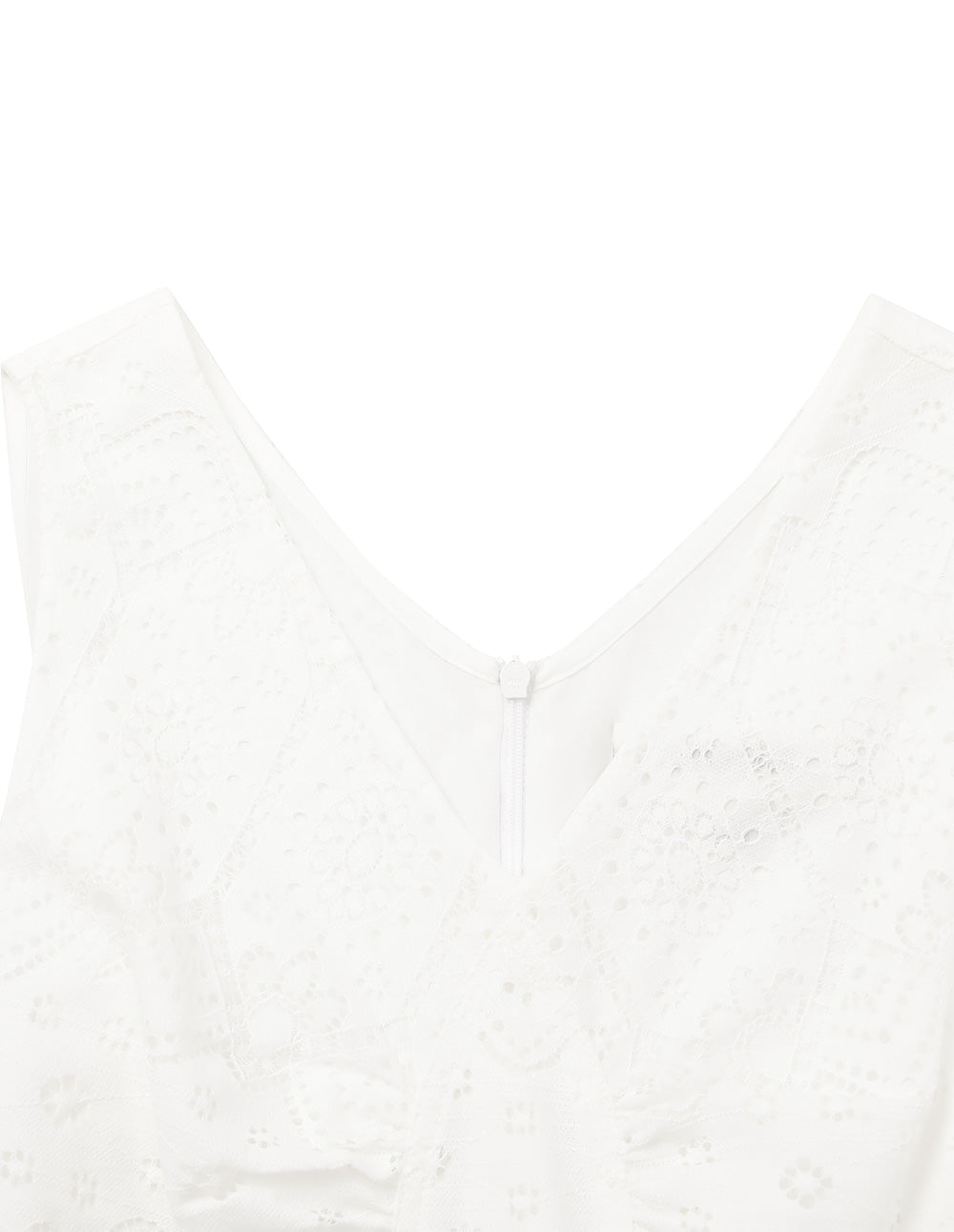 BORA AKSU V-Neck Sleeveless A-Line Embroidery Hollow Flowers Midi Dress