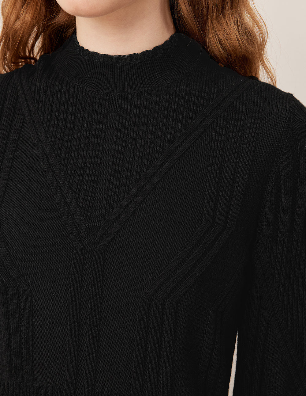 BORA AKSU Mock Neck Knit Top with Layered Ruffle Skirt Dress