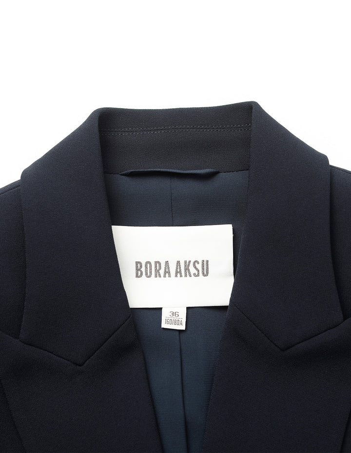 BORA AKSU Peaked Lapel Long-Sleeve Single-Button Cropped Blazer