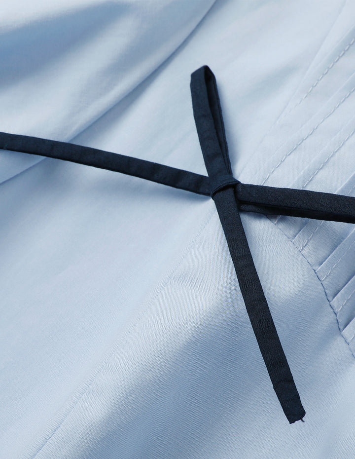 BORA AKSU Puff Sleeve Lapel Bow Pleated Dress