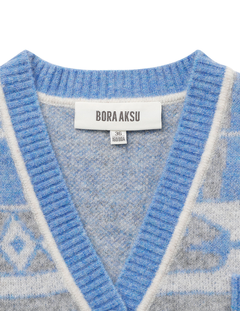 BORA AKSU V-Neck Dropped-Shoulder Long-Sleeve Striped Mid-Length Loose Knitted Cardigan