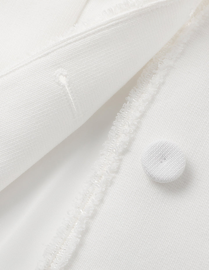 BORA AKSU Runwway Style French Puff Sleeve V-Neck Blazer