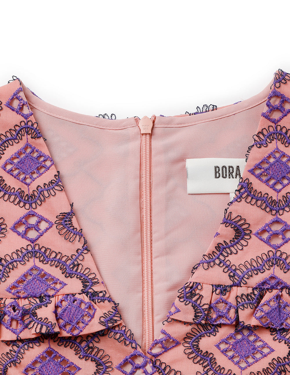 BORA AKSU Embroidered Geometric Tiered Dress