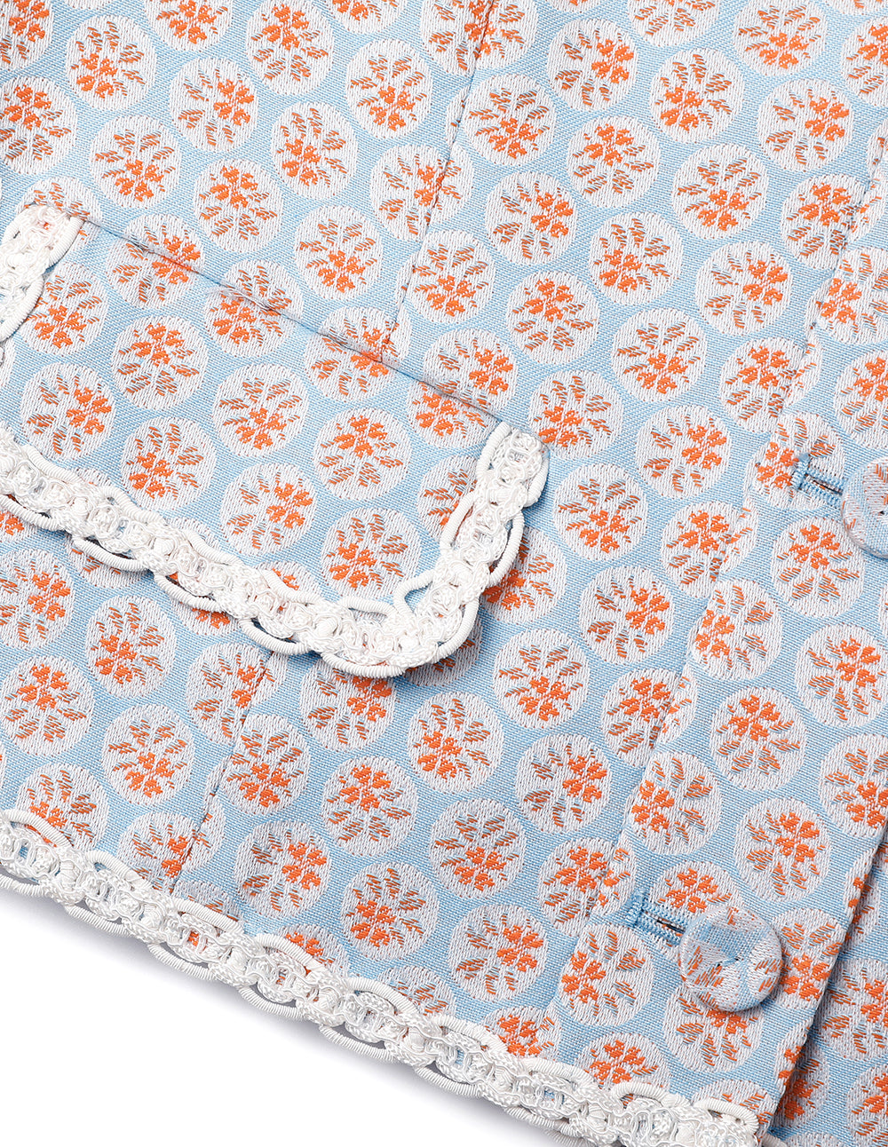 BORA AKSU Retro Lace Square Collar Jacquard Jacket