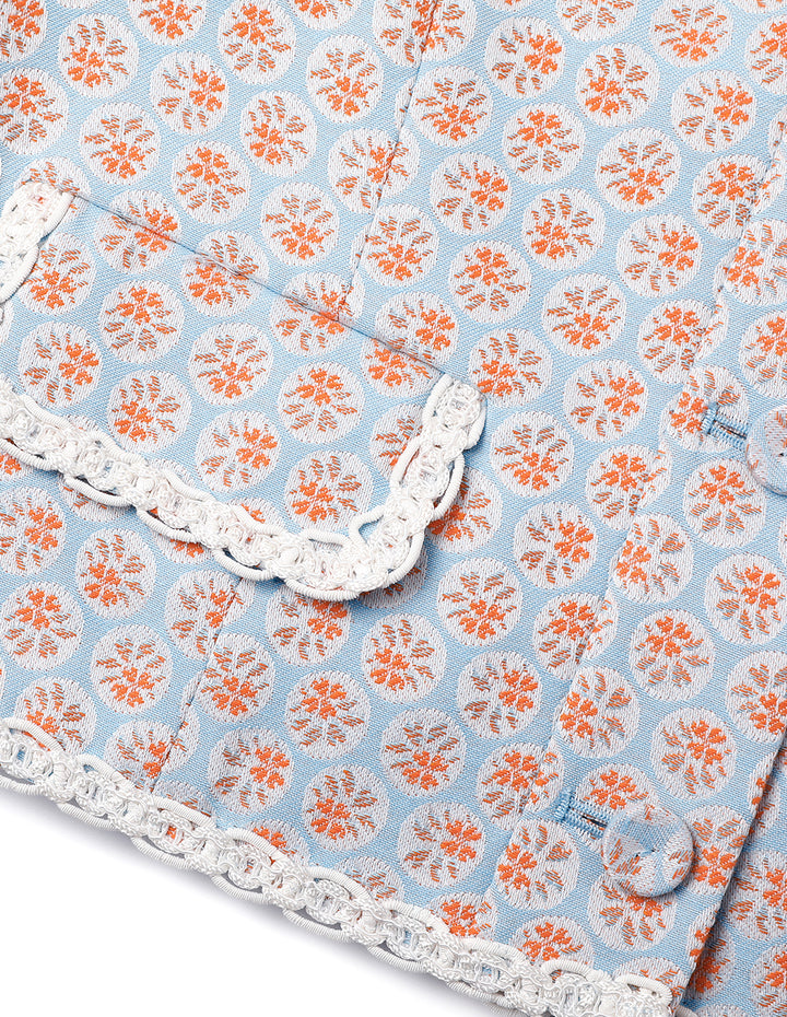 BORA AKSU Retro Lace Square Collar Jacquard Jacket