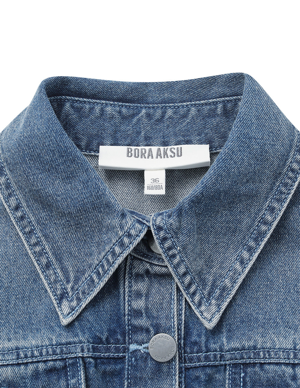 BORA AKSU Shirt Collar Bubble Sleeve Denim Trumpet Dress