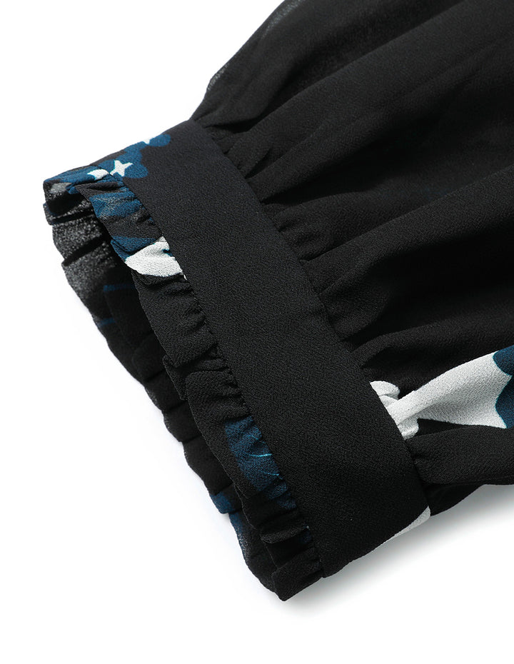 BORA AKSU Puff Sleeves, Lapel Ruffles Blouse