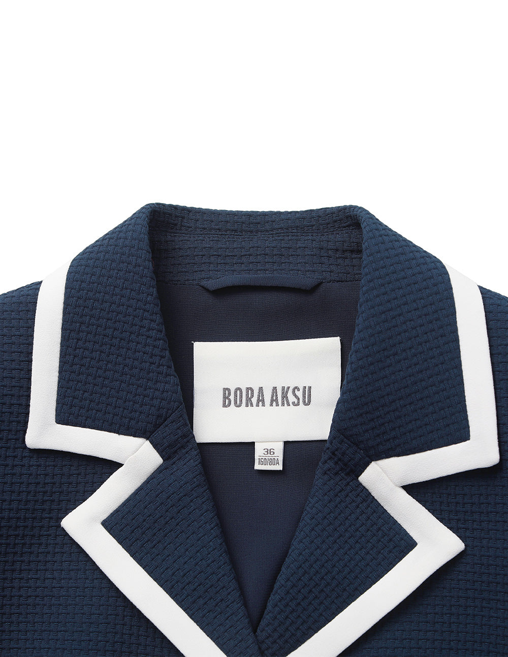 BORA AKSU Lapel White-Trimmed Long-Sleeve Cropped Blazer