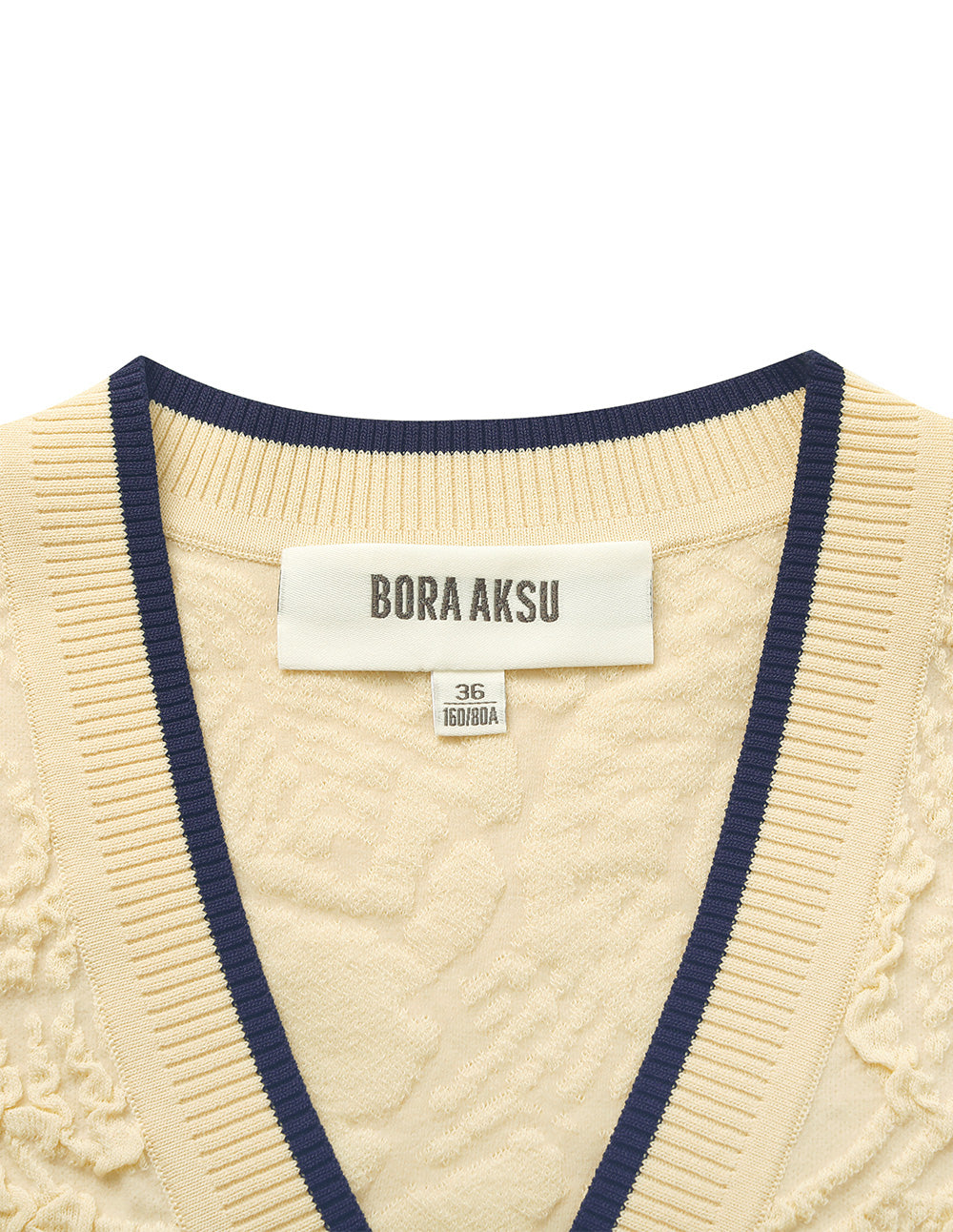 BORA AKSU V-Neck Short-Sleeve Striped-Trim Floral Embroidered Knit Cardigan