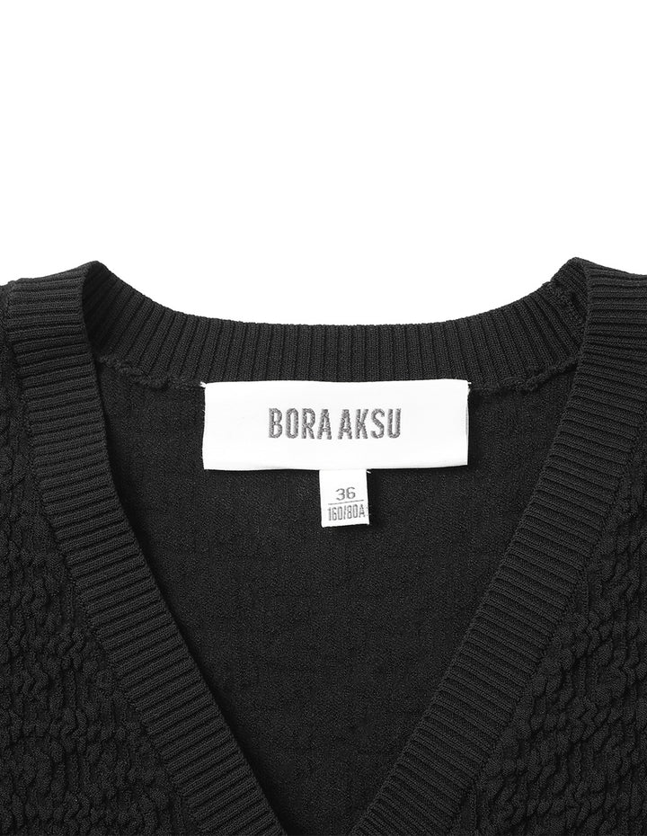 BORA AKSU Simple Puff Sleeve V-Neck Little Black Dress