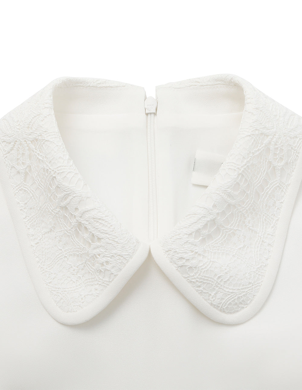 BORA AKSU Peter Pan Collar Puff Sleeve Waist-Tie Pleated Midi White Dress