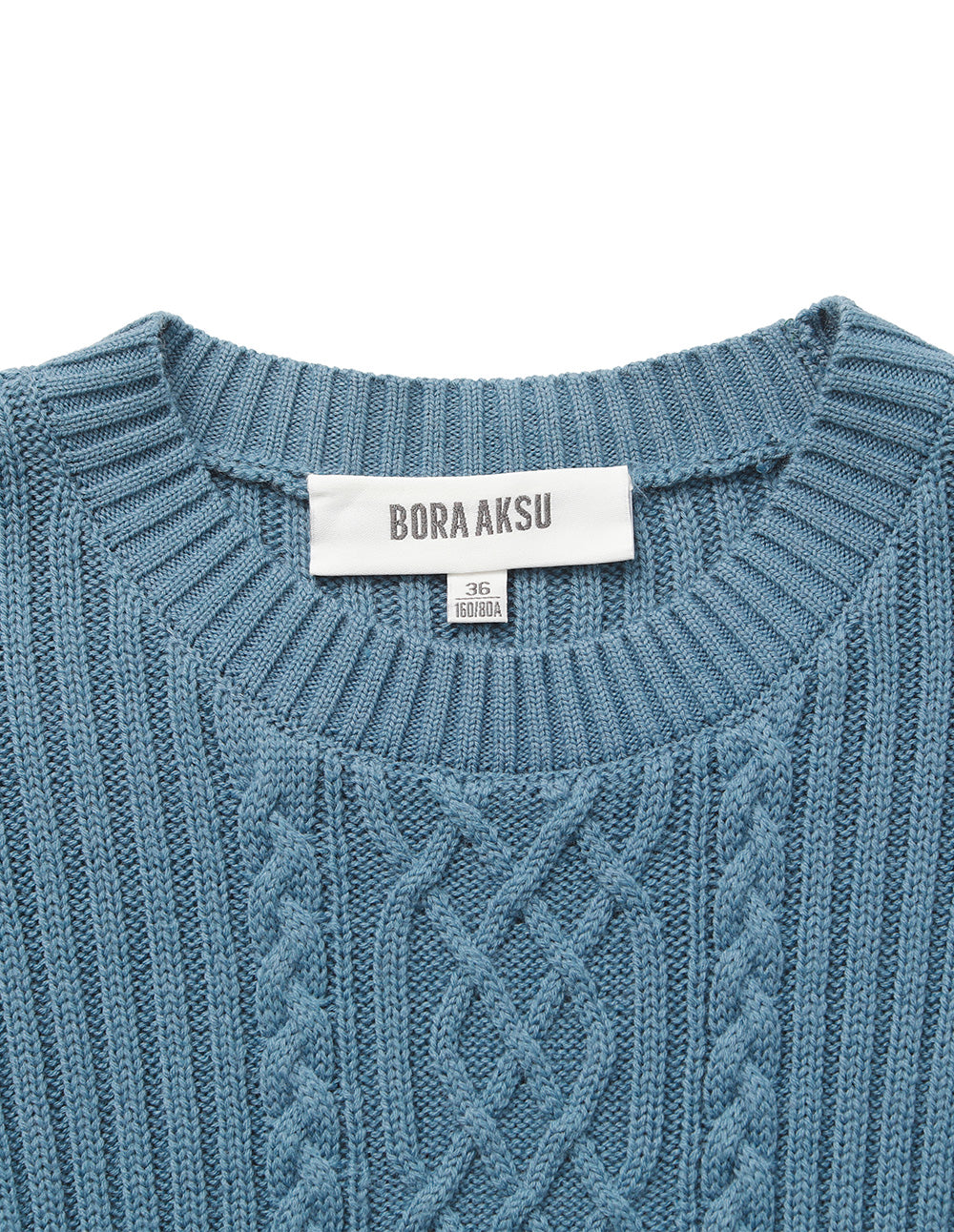 BORA AKSU Round-Neck Bubble Long Sleeve Patchwork Knit Top