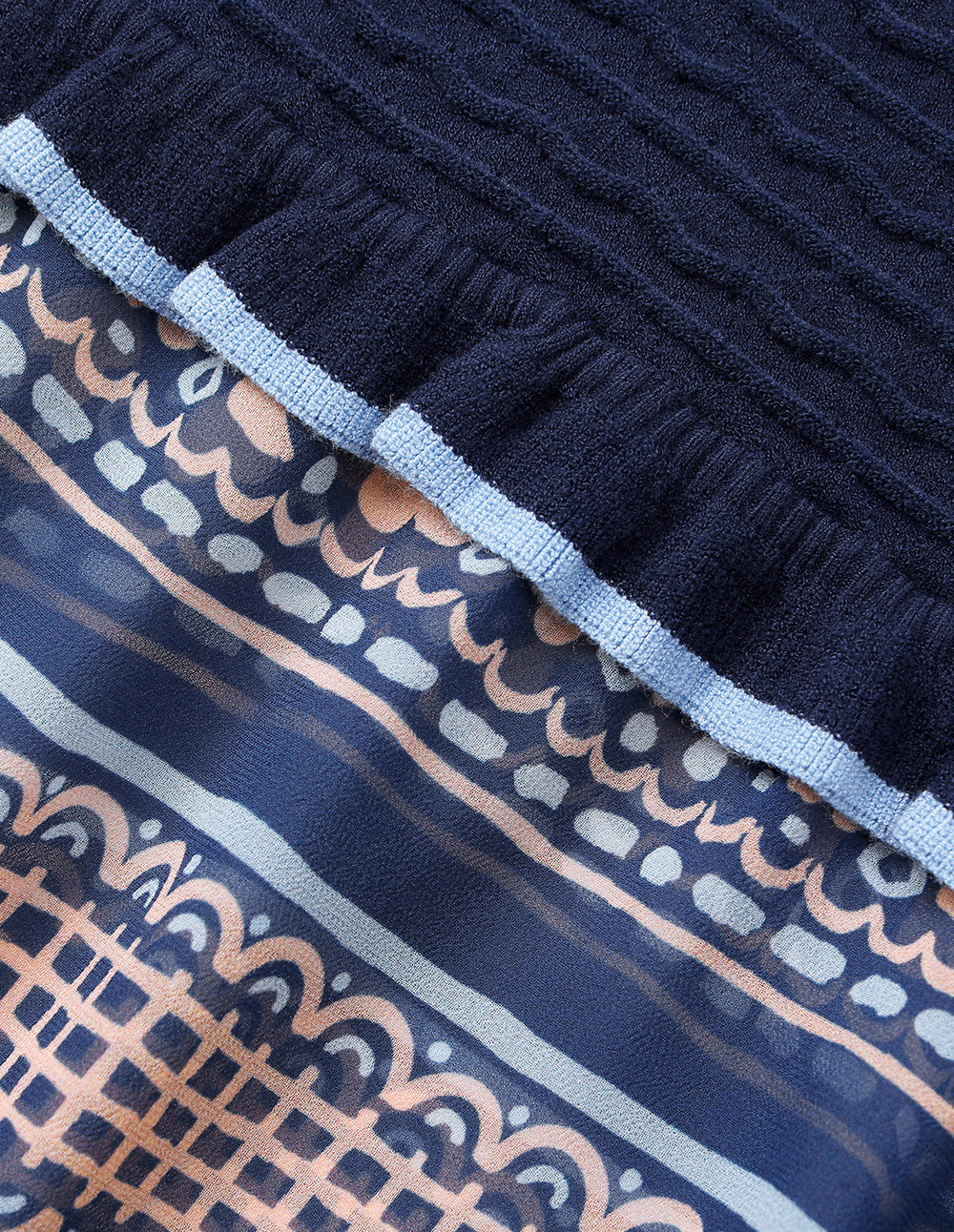 BORA AKSU Round-Neck Ruffles Bubble Sleeve Print Top