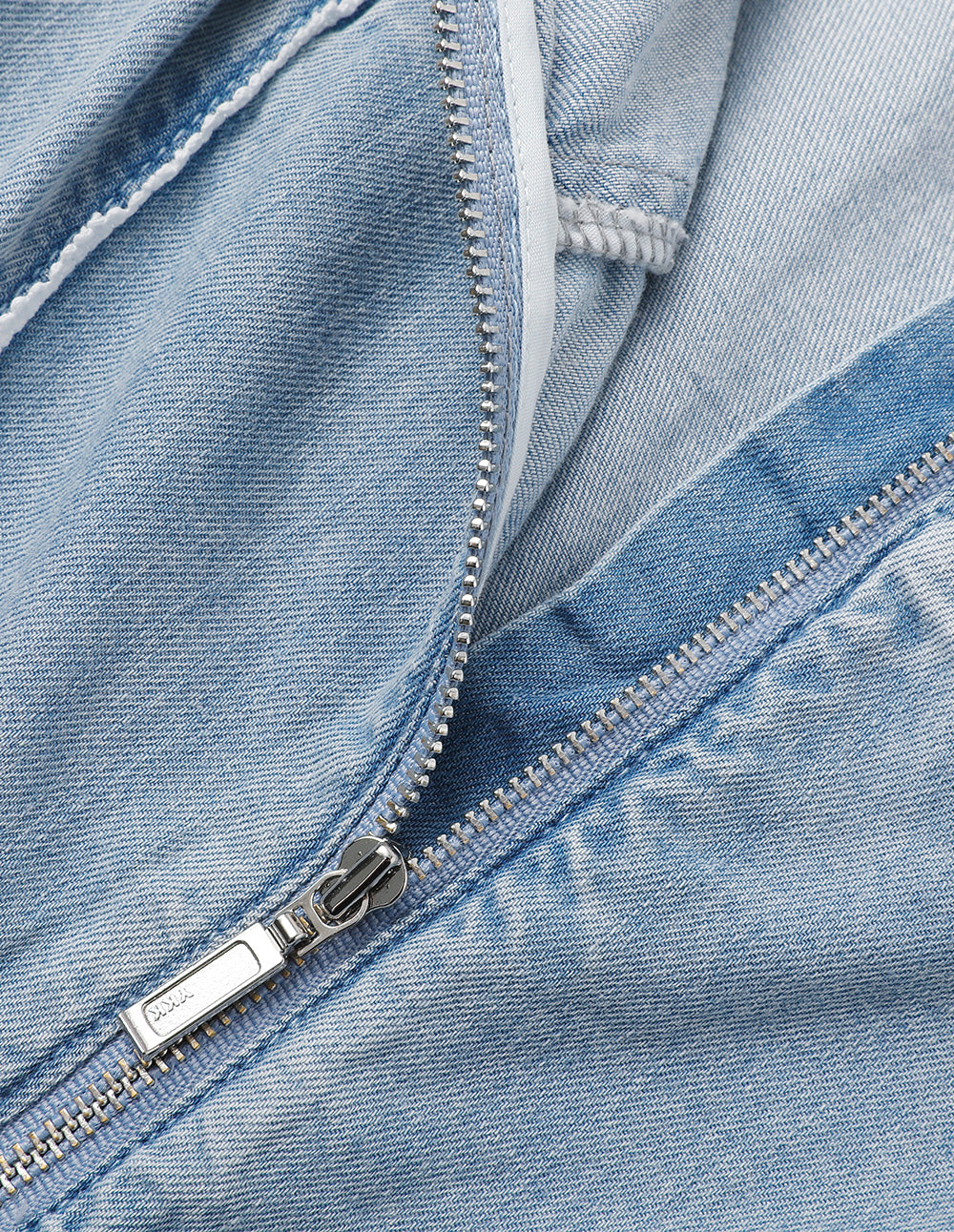 BORA AKSU Diamond Collar Puff Sleeve Lace Denim Dress