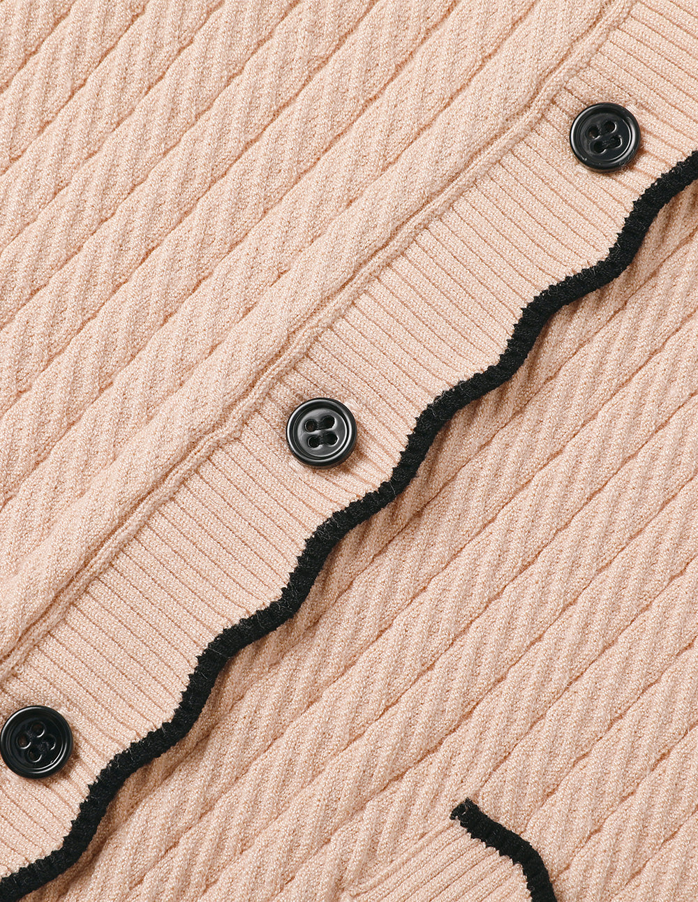 BORA AKSU Contrast Colour V-Neck Textured Yarn Knitted Cardigan