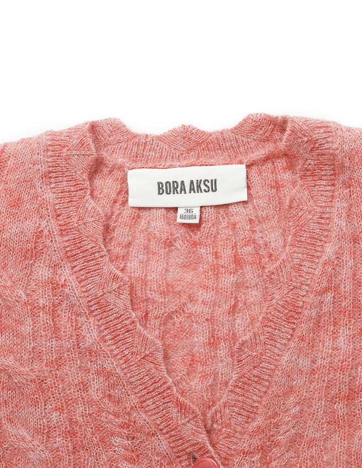 BORA AKSU V-Neck Horsehair Linen Blend Knit Cardigan