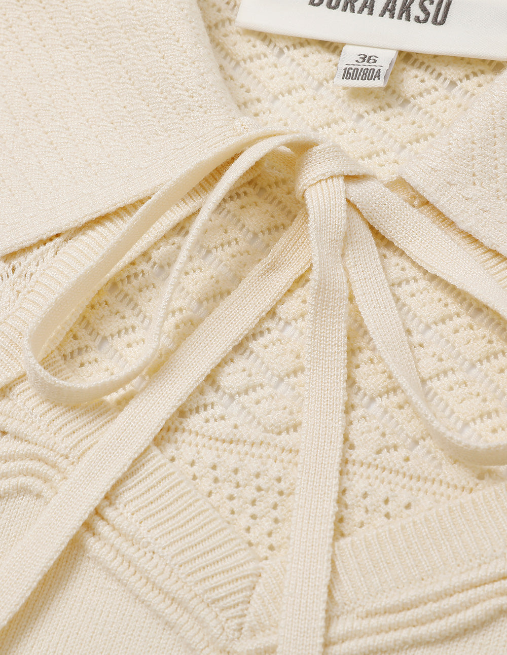 BORA AKSU Bow-Tie Collared Cutout Puff-Sleeve Knitted Sweater