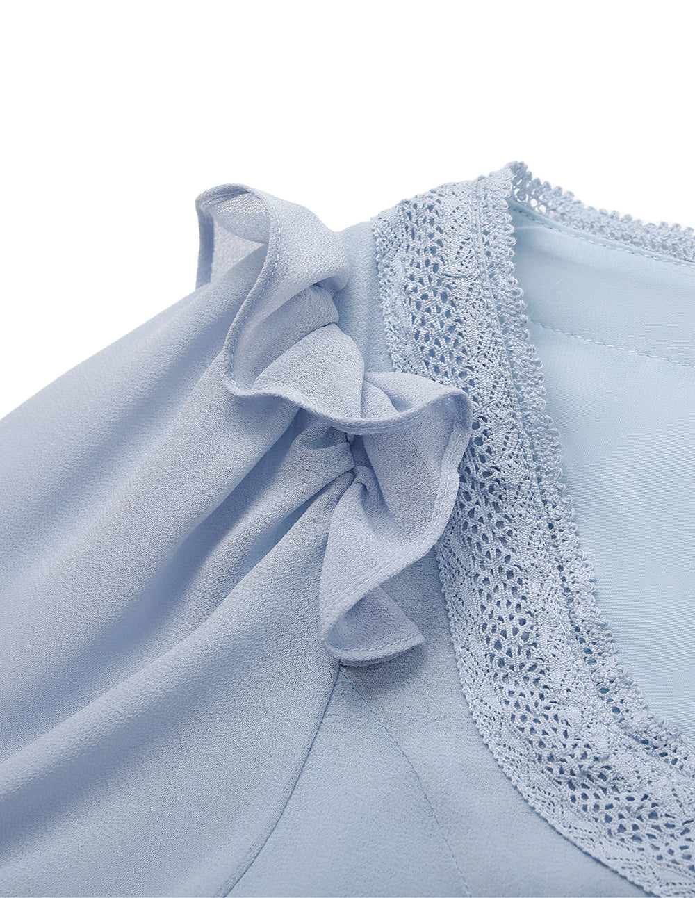 BORA AKSU Round Neck Ruffle Short-Sleeve Lace Pleated Midi Prairie Dress