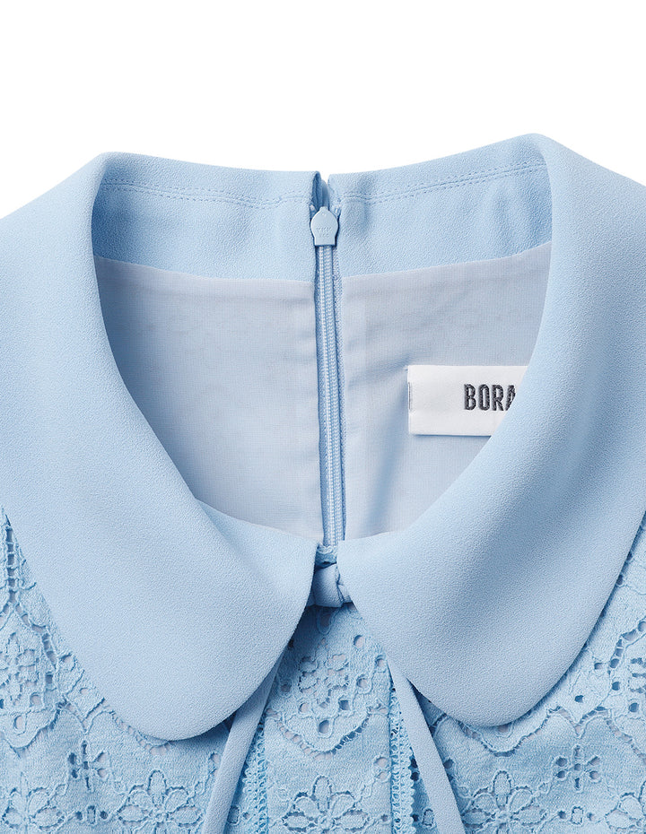 BORA AKSU Peter Pan Collar Waisted Lace Dress