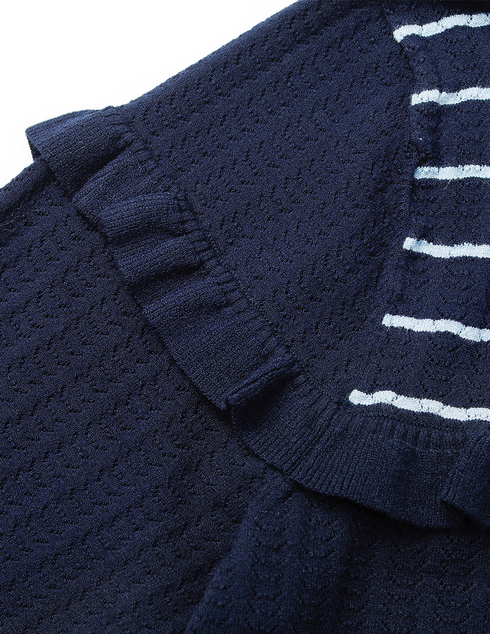 BORA AKSU V-Neck Long-Sleeve Ruffle-Trim Knit Cardigan