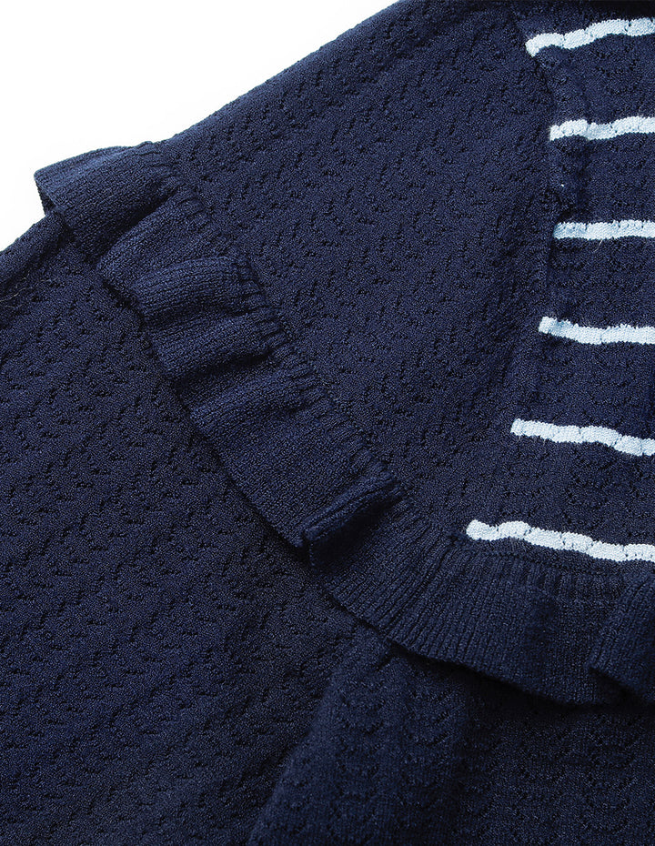 BORA AKSU V-Neck Long-Sleeve Ruffle-Trim Knit Cardigan