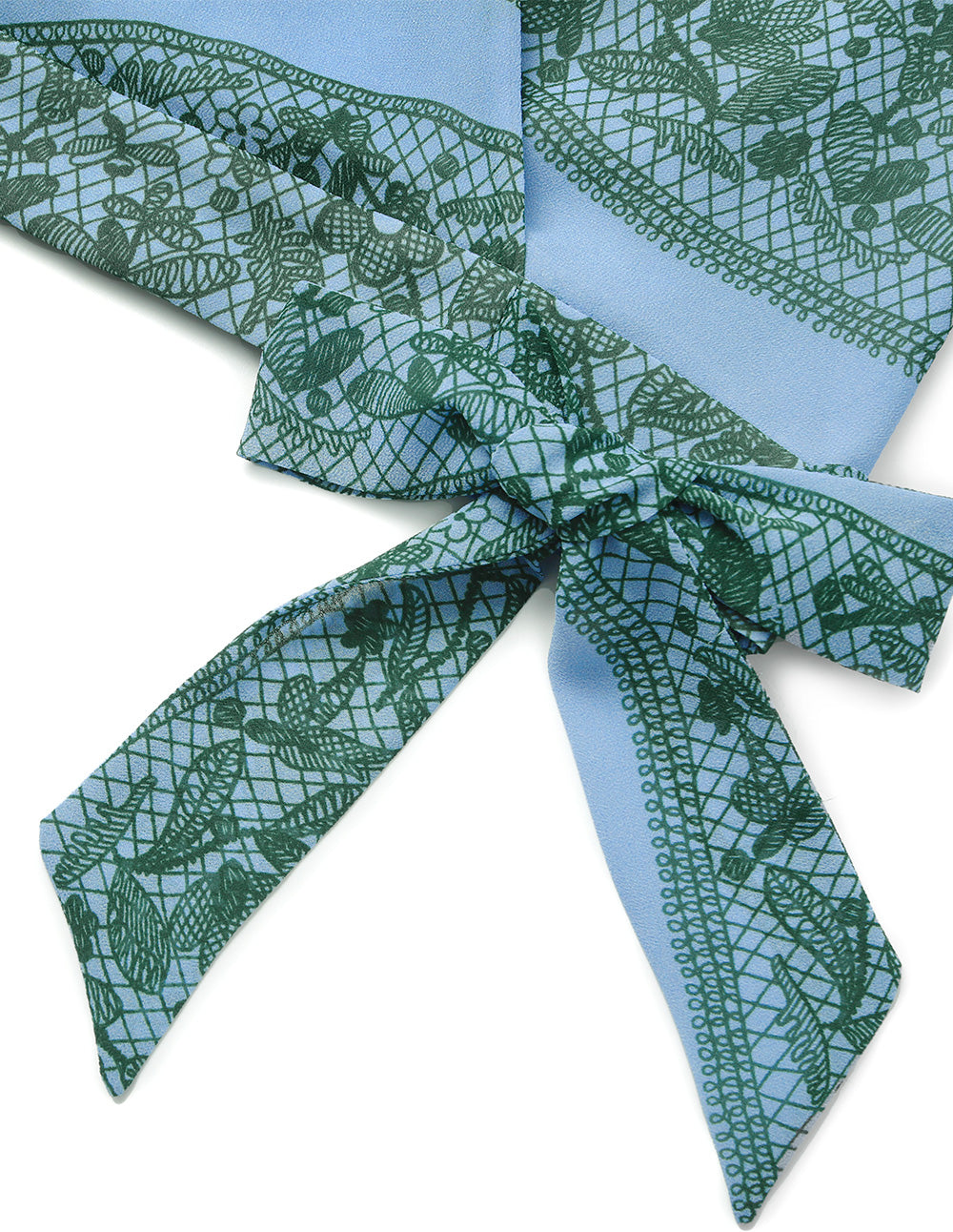 BORA AKSU V-Neck Puff Long-Sleeve Floral & Striped Printed Wrap Top