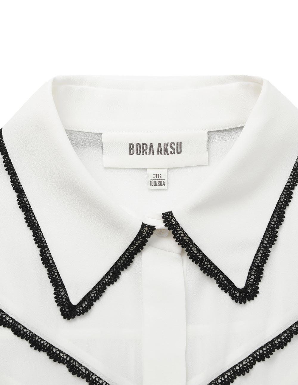 BORA AKSU Lace Floral Trim Bubble Long Sleeve Blouse