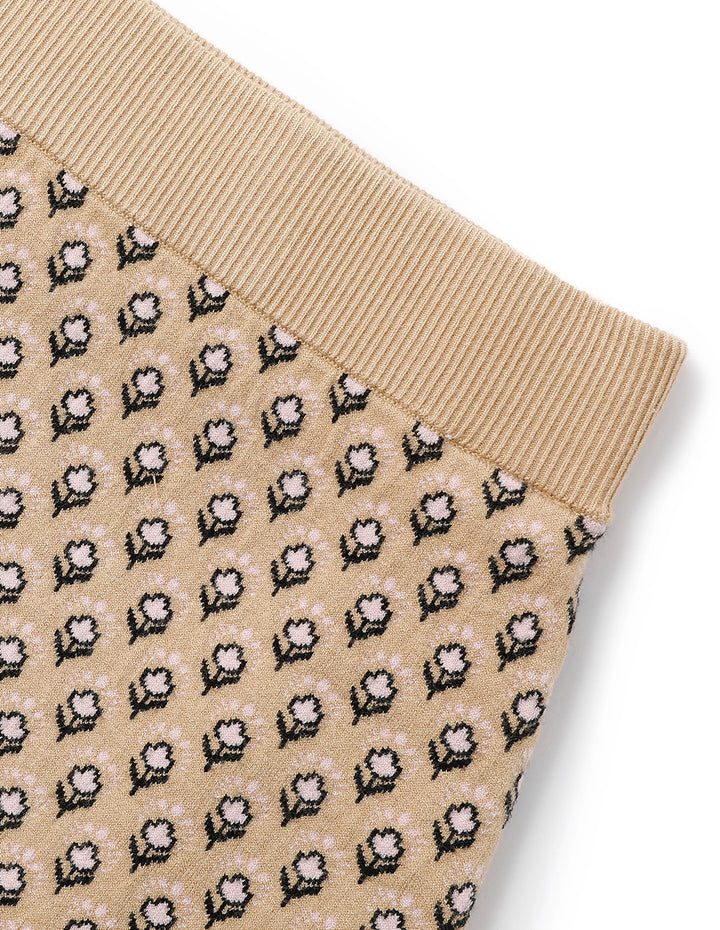 BORA AKSU Lace-Embellished Jacquard Khaki Knit Mini Skirt