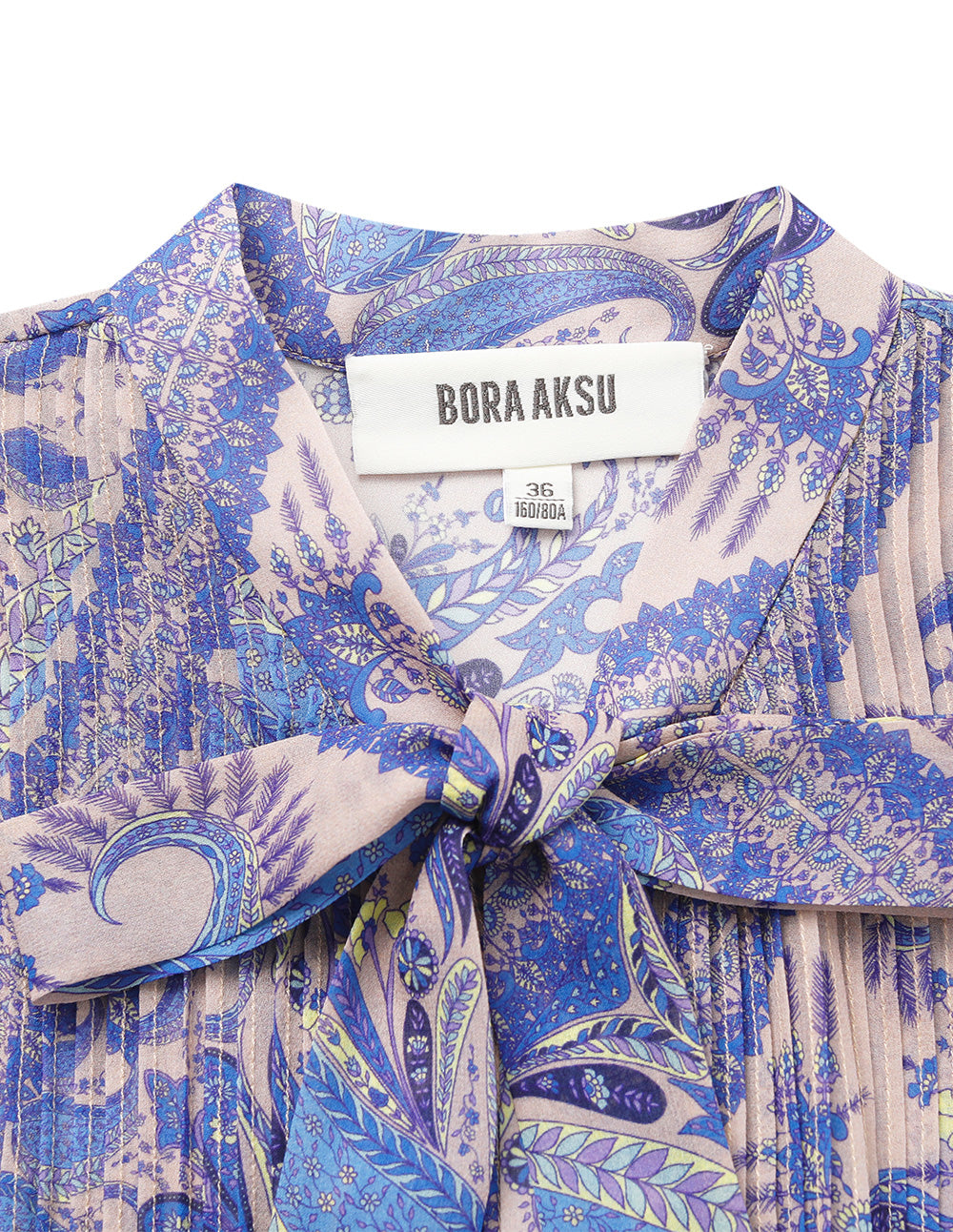 BORA AKSU Butterfly Tie Tuxedo Collar Paisley Print Long Sleeve Blouse