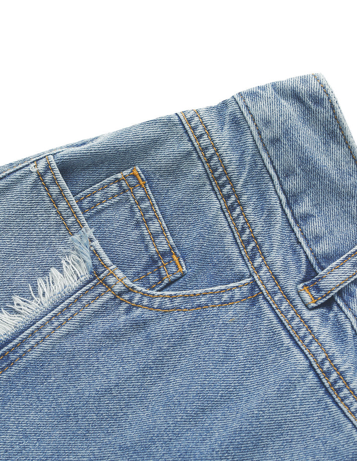 BORA AKSU Straight Wide Leg Denim Washed Jeans