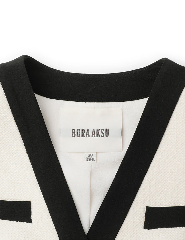 BORA AKSU Black Patchwork V-Neck Knitted Jacket