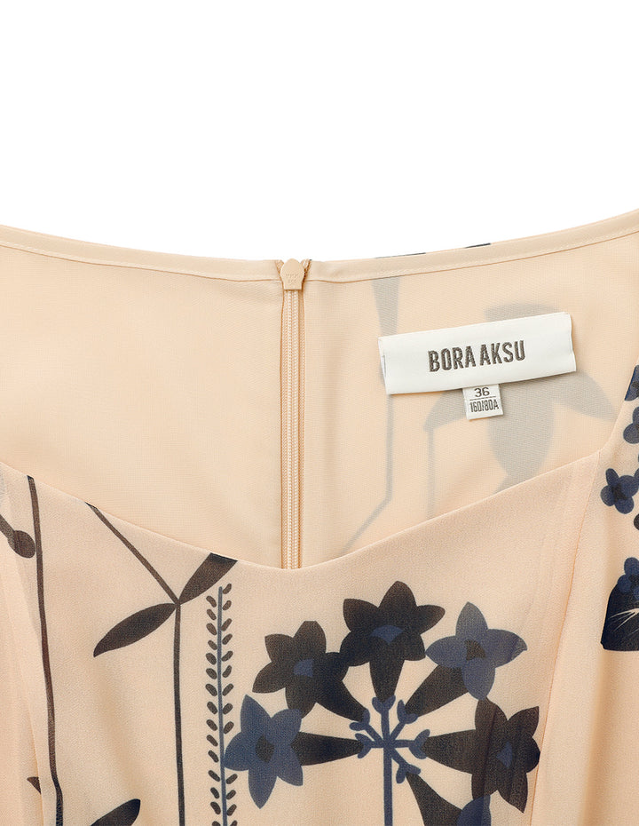 BORA AKSU Diamond Collar Printed Pleated Dress