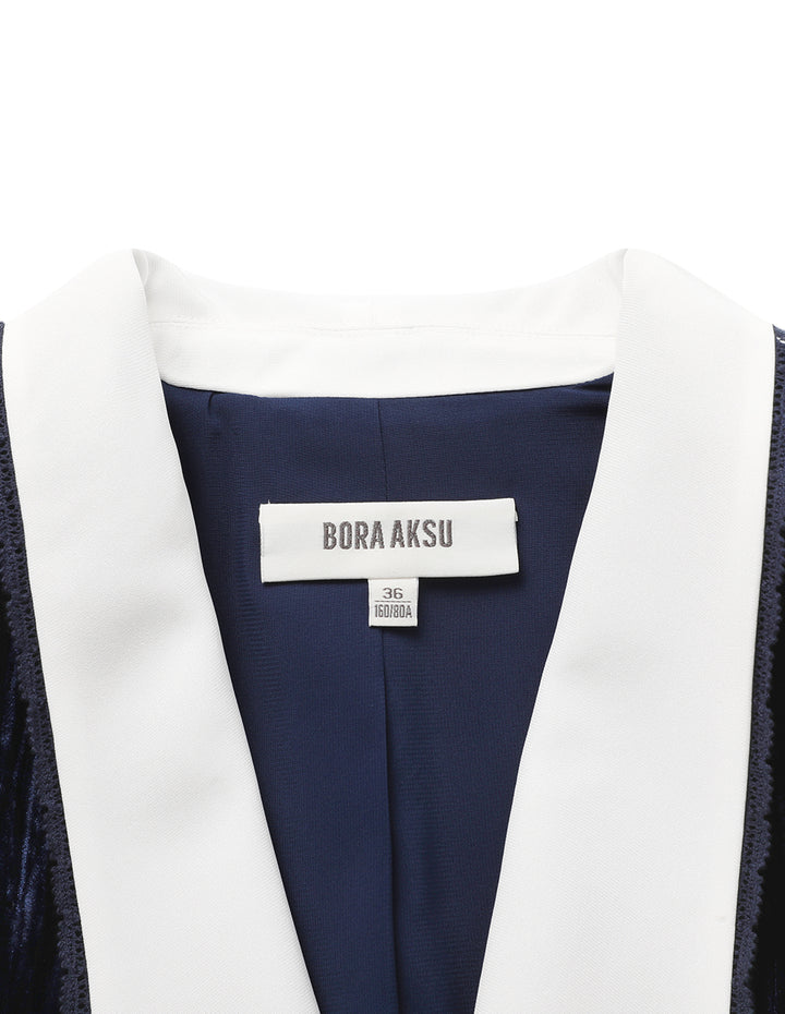 BORA AKSU V-Neck Contrast Velvet Shift Dress