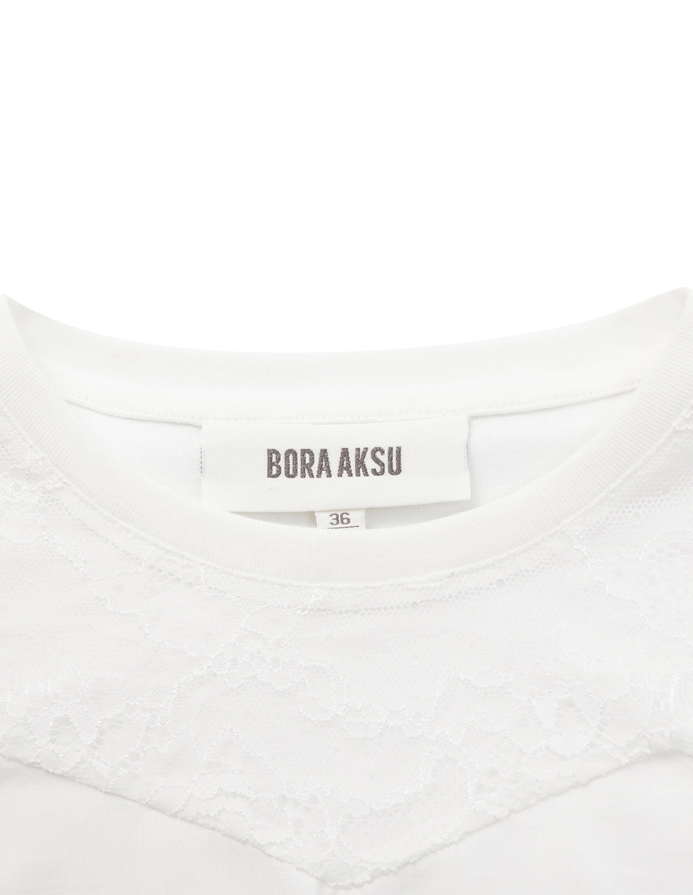 BORA AKSU Sheer Lace Round Neck Short Sleeve Tee